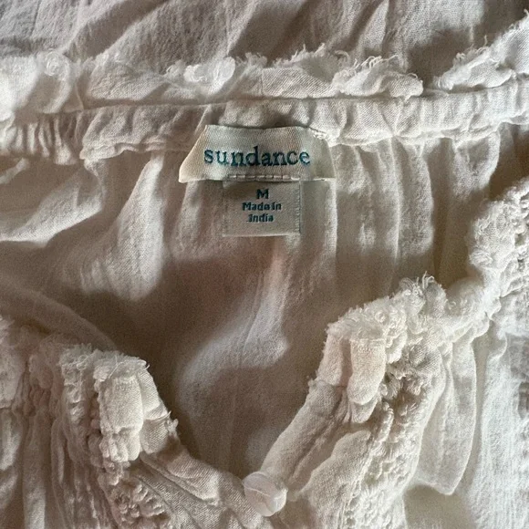 Sundance Ivory Cotton Lace Peasant Top Poet Blouse Romantic Crochet Embellished - Picture 4 of 7
